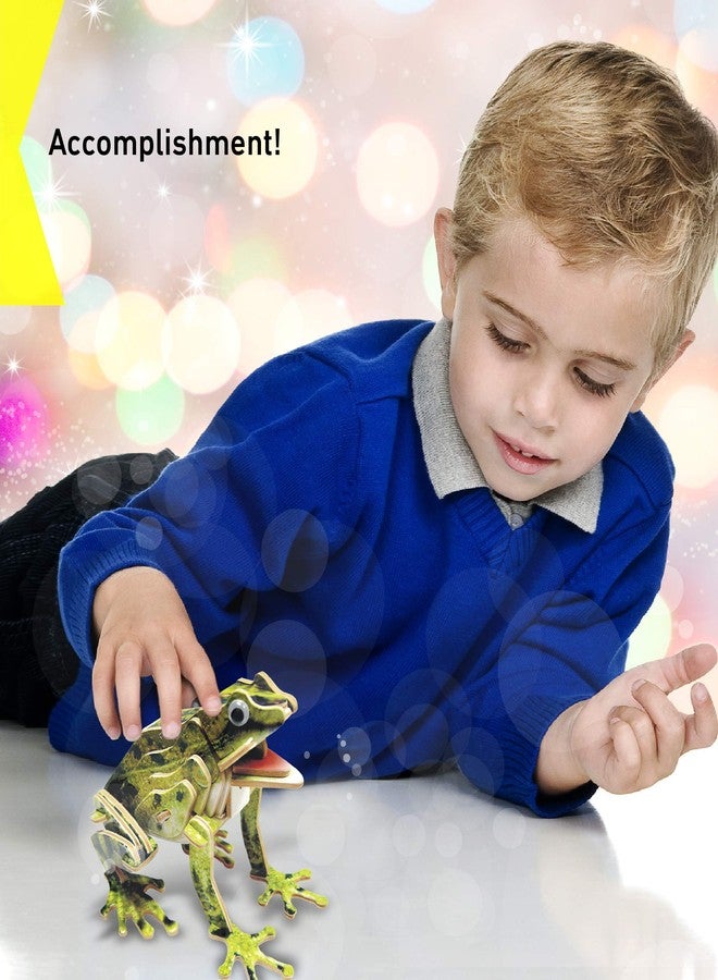 بازلد مجموعة تركيب أحجية ثلاثية الأبعاد على شكل ضفدع ملون من الخشب، ممتعة وفريدة من نوعها وتعليمية، لعبة حيوان خشبية يمكنك تجميعها بنفسك، أحجية ملونة مسبقًا لهواية البناء والتزيين، عبوة من 37 قطعة - Image 5